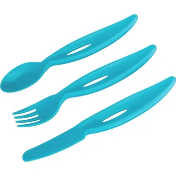 dětská jídelní sada CANPOL BABIES plastový příbor I LOVE MUMMY/DADDY 3ks Modrá