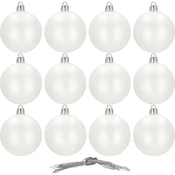 Vánoční dekorace Foxter 3043 Sada vánočních baněk 12 ks, 6 cm bílé