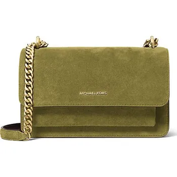 Michael Kors Claire kožená semišová kabelka světle zelená + doprava zdarma