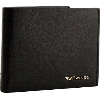 Peněženka Pánská černá kožená peněženka z přírodní kozí kůže WINGS Black RFID