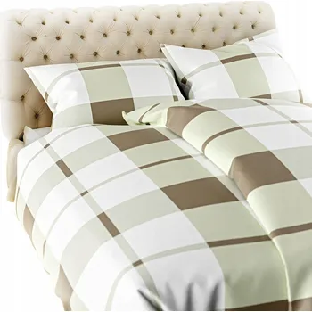 Povlečení BÉŽOVÉ BAVLNA FLANELOVÉ POVLEČENÍ 220x200 KOSTKOVANÉ
