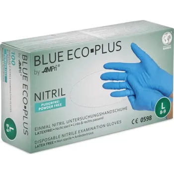 Vyšetřovací rukavice Rukavice nitrilové AMPri Blue Eco Plus, 100 ks, modré, nepudrované Rozměr: L