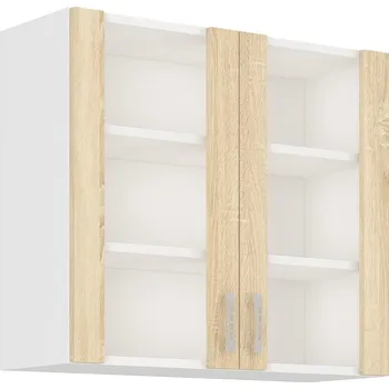 Kuchyňská linka ESTRELLA, horní vitrína 80 GS-72 2F, korpus: bílá, dvířka: dub sonoma + vyzvednutí ZDARMA