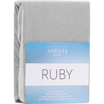 Froté prostěradlo s gumou AmeliaHome Ruby šedé, velikost 80-90x200+30