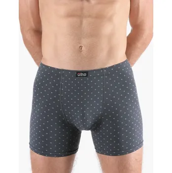Pánské oblečení GINA pánské boxerky delší nohavička, šité, s potiskem 74172P Barva: tm. šedá aqua, Velikost: 50/52