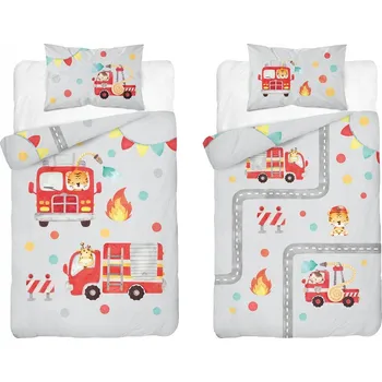 Povlečení Dětské povlečení 2 dílné bambusové 120x90 Hasiči Šedé Detexpol 4782 A