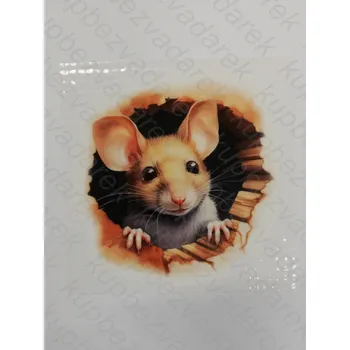 Nažehlovací obrázek na folii - myška č.2 - 12,5 x 12 cm