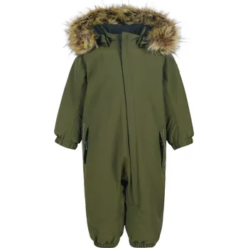 Snowboardové kalhoty Chlapecký zimní overal COLOR KIDS-Coverall w.fake fur, AF 20.000, dark olive 740620.9526 Zelená 86
