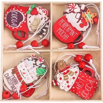 Vánoční ozdoba Textilomanie Sada vánočních dřevěných ozdob Hot Drinks 12 ks