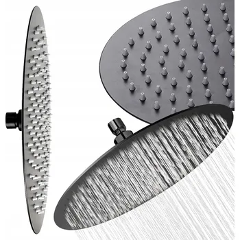 Sprchová hlavice DESZCZOWNICA PRYSZNICOWA STALOWA Tenká kulatá sprchová hlavice 30 cm ČERNÁ slim