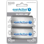 D / R20 everActive Ni-MH 5500 mAh dobíjecí baterie připravené k použití Silver line (krabička 2 ks)