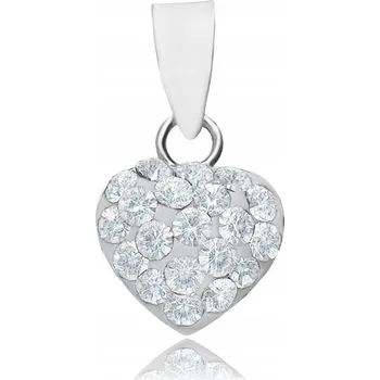 Přívěsek STŘÍBRNÝ PŘÍVĚSEK SRDÍČKO PLOCHÉ SWAROVSKI ELEMENTS 8