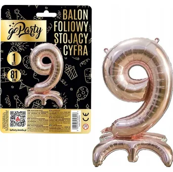 Fóliový balónek 81 cm - Stojící ČÍSLICE 9 - RŮŽOVO ZLATÝ - 1 kus GOPARTY