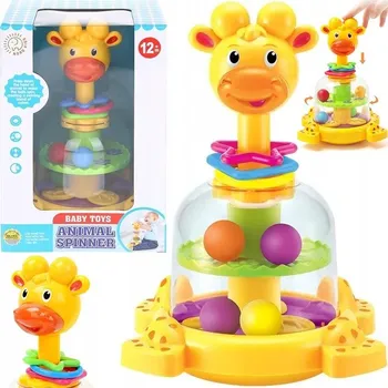 TOČÍCÍ SE VĚŽ S MÍČKY ŽIRAFA, SENZORICKÁ HRAČKA PRO MIMINKA