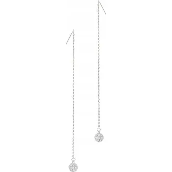 Náušnice Stříbrné náušnice Kuličky zirkony provlékací řetízky