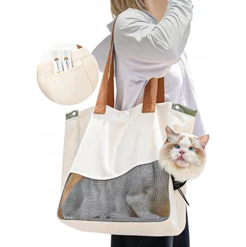 Obraz Taška pro psa - nastavitelná, přenosná, velká kapacita, bílá