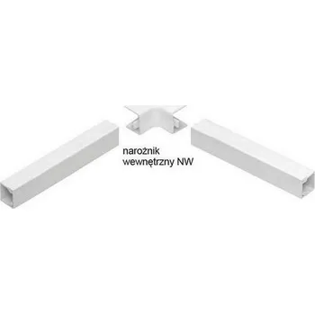 Stavební profil STASIŃSKI SP. Z O.O. Kování pro elektroinstalační trubky, vnitřní roh WHITE NW 90x40 (1 kus)