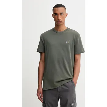 Pánské oblečení Bavlněné tričko Tommy Jeans DM0DM20322 zelená 77X, vel. S