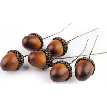 umělá květina Žalud umělý na drátku 6 ks