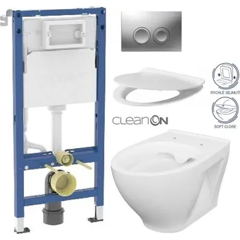 WC sada GEBERIT DuofixBasic s matným tlačítkem DELTA21 + WC CERSANIT CLEANON MODUO + SEDÁTKO 458.103.00.2 21MA MO1
