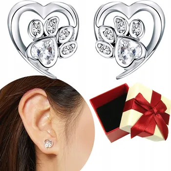 Náušnice Stříbrné náušnice s tlapkou, zirkony S925, křišťály zirkony stříbro