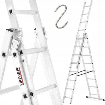Žebřík Žebřík multifunkční s možností použití na schody 3x8 HIGHER 4,70 m, nosnost 150 kg