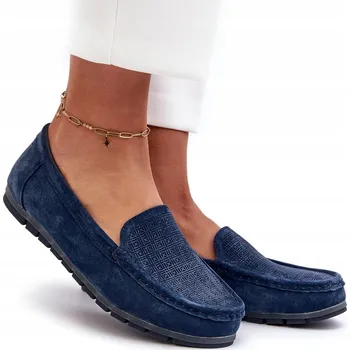 Dámské mokasíny Dámské mokasíny z přírodní semiše S.BARSKI LR755 TMAVĚ MODRÉ 37