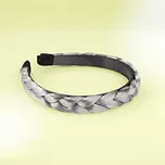 Čelenka se zaplétaným copem šedá Délka 48 cm, šířka 1,8 cm