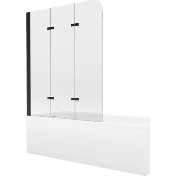 Vanová zástěna MEXEN/S - Vega obdélníková vana 160 x 70 cm s panelem + vanová zástěna 120, transparent, černá 550116070X9012037000