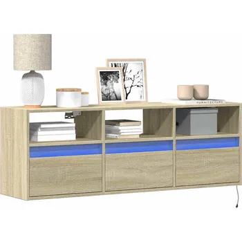 Televizní stolek vidaXL Nástěnná TV skříňka s LED osvětlením 130 x 31 x 45 cm [852343] Barva: dub sonoma