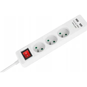 Napájecí kabel Prodlužovací Kabel přívod s lištou Rebel 3 m, 3 ks zásuvek, bílý