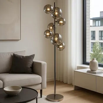 Lampička Brilagi - LED Stojací lampa MILLA 7xG9/3W/230V černý chrom/kouřová