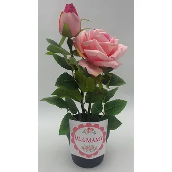 umělá květina UMĚLÉ KVĚTY V KVĚTINÁČI Růže 28 cm RŮZNÉ BARVY