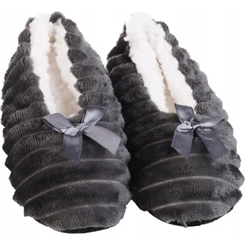 Dámské pantofle Dámské měkké pantofle GRAFITOVÉ s mašlí, protiskluzové, teplé, velikost 38-41