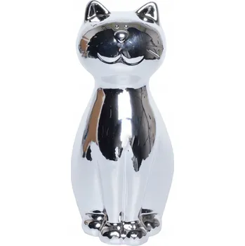 Pokladnička Keramická pokladnička stříbrná Kočka malá