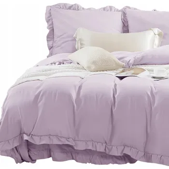 Povlečení POVLEČENÍ 220x200 SET S VOLÁNKEM + POVLEČKA 70x80 JEDNOBAREVNÉ VŘES