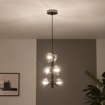Brilagi - LED Lustr na lanku MILLA 6xG9/3W/230V černý chrom/kouřová