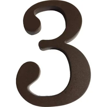 Domovní číslo Číslo "3", 180 mm, plastová hnědá