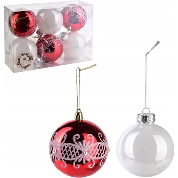 Vánoční dekorace SANTA LILA Sada 6 baněk 7x7x8 cm