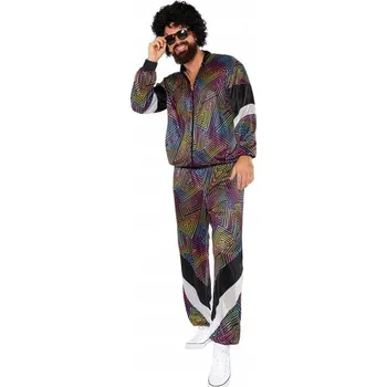 Karnevalový kostým KOSTÝM TEPLÁKOVKA TEPLÁKOVKA ZIG ZAG BAREVNÁ DISCO 80. LÉTA XL