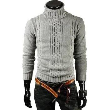 Pánský svetr Pánský pletený svetr J1557 světle šedá S