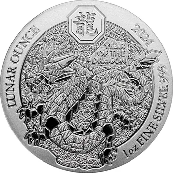 Stříbrná investiční mince Rok Draka Rwanda 1 Oz 2024