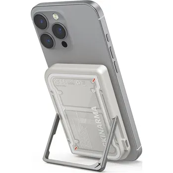 Powerbanka SKINARMA Nexus Mecha MagSafe powerbanka se stojánkem, USB-C, PD (5000 mah) světle šedá