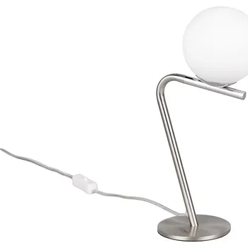 Čtecí lampička Trio Leuchten 568900107 FLAMING - Moderní stolní lampička v matném niklu s vypínačem, 1 x G9 (Moderní lampička v matném niklu s mléčným skleněným stínidlem)