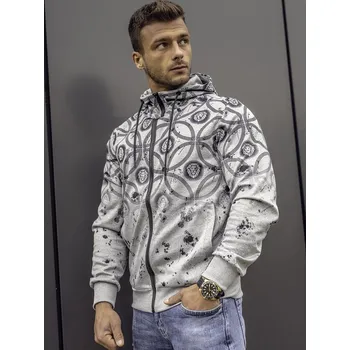 Pánské oblečení Šedá pánská mikina na zip s kapucí Bolf 27B8122A - 2XL