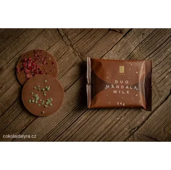 Čokoláda Lyra DUO MANDALA MILK Mléčná čokoláda s lyofilizovaným ovocem 34 g