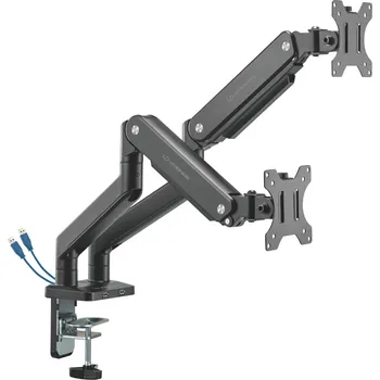 Držák monitoru Polohovatelný držák ULTRADESK BRANCH Double pro 2 monitory, 20KG, svorka a průchodka stolu