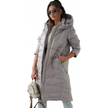 Dámský kabát Dlouhý dámský zimní prošívaný kabát zateplený elegantní SAMANTA 44