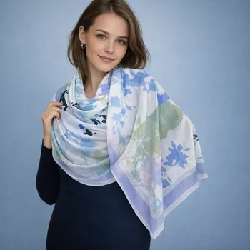 Šátek Dámský šátek 90 x 175 cm Barevný svět 23-05 zelenošedý