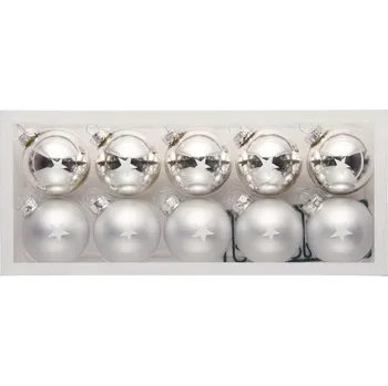 Vánoční dekorace LIVARNO home Sada vánočních ozdob ze skla, 10 kusů, stříbrné